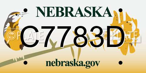 C7783D Nebraska License Plate