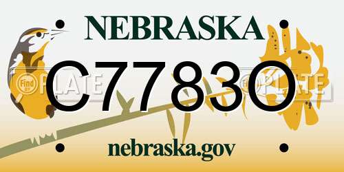 C7783O Nebraska License Plate