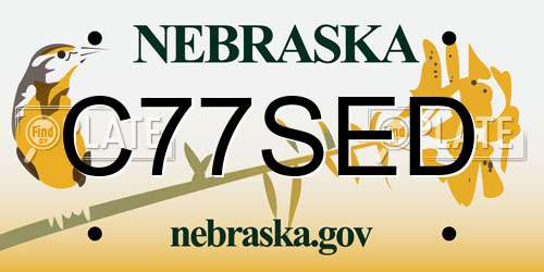 C77SED Nebraska License Plate