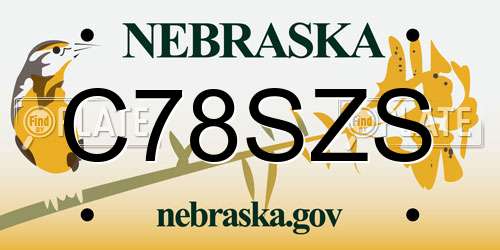 C78SZS Nebraska License Plate