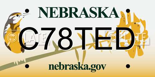 C78TED Nebraska License Plate