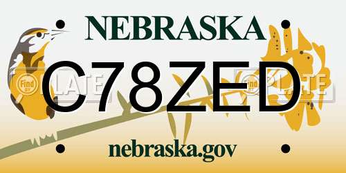 C78ZED Nebraska License Plate