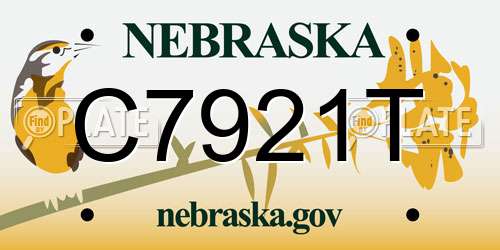 C7921T Nebraska License Plate