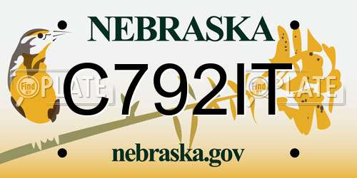 C792IT Nebraska License Plate