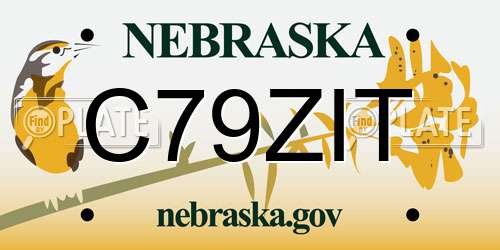 C79ZIT Nebraska License Plate