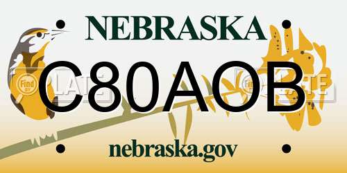 C80AOB Nebraska License Plate