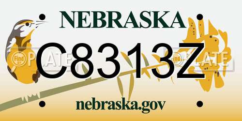 C8313Z Nebraska License Plate