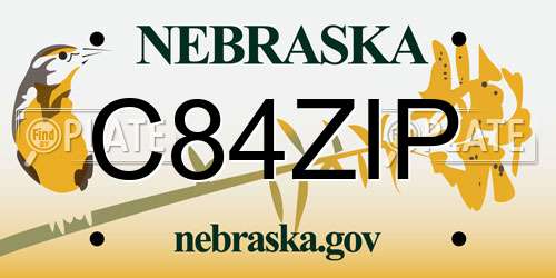 C84ZIP Nebraska License Plate