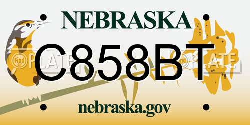 C858BT Nebraska License Plate