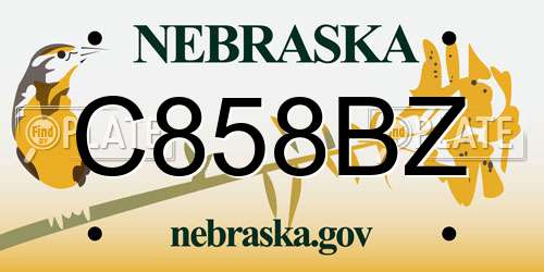 C858BZ Nebraska License Plate
