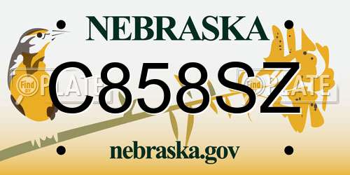 C858SZ Nebraska License Plate