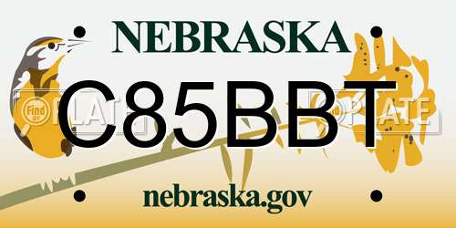 C85BBT Nebraska License Plate