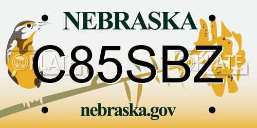 C85SBZ Nebraska License Plate