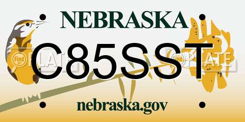 C85SST Nebraska License Plate