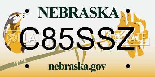 C85SSZ Nebraska License Plate