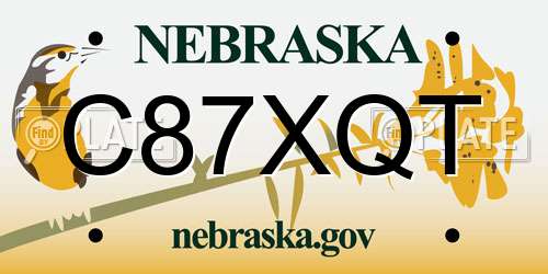 C87XQT Nebraska License Plate