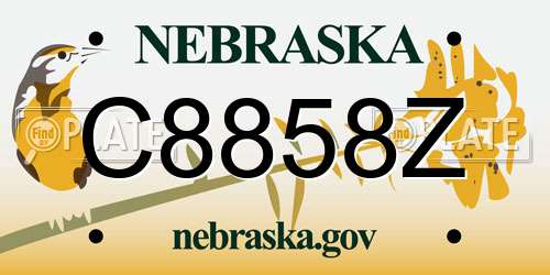 C8858Z Nebraska License Plate