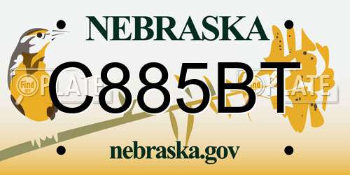 C885BT Nebraska License Plate