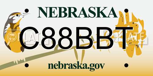 C88BBT Nebraska License Plate
