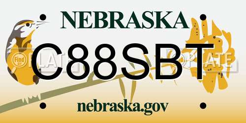 C88SBT Nebraska License Plate