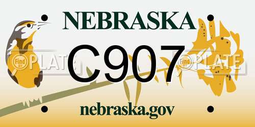 C907 Nebraska License Plate