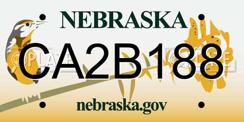 CA2B188 Nebraska License Plate