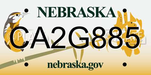 CA2G885 Nebraska License Plate