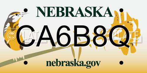 CA6B8Q Nebraska License Plate