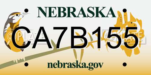 CA7B155 Nebraska License Plate