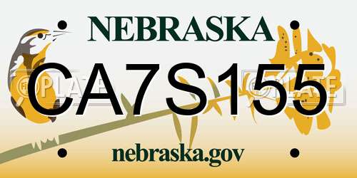 CA7S155 Nebraska License Plate