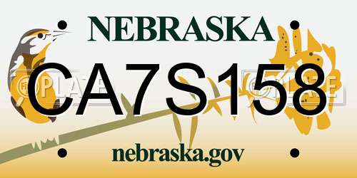 CA7S158 Nebraska License Plate