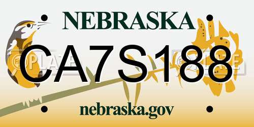 CA7S188 Nebraska License Plate