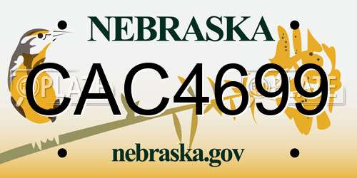 CAC4699 Nebraska License Plate