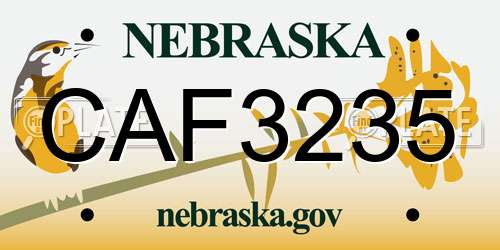 CAF3235 Nebraska License Plate