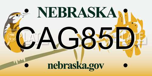 CAG85D Nebraska License Plate