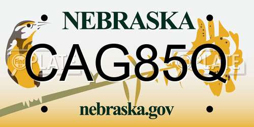 CAG85Q Nebraska License Plate