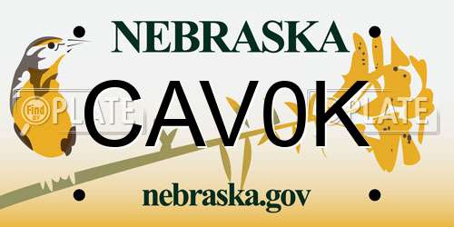 CAV0K Nebraska License Plate
