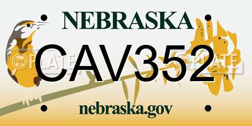 CAV352 Nebraska License Plate