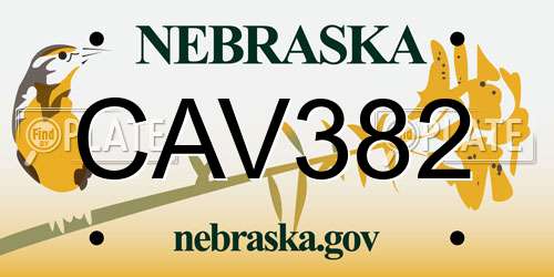 CAV382 Nebraska License Plate
