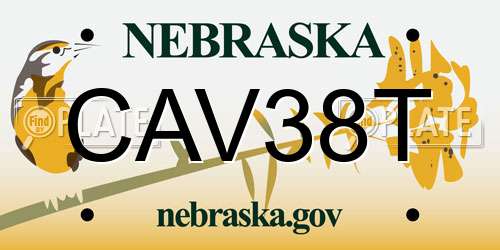 CAV38T Nebraska License Plate
