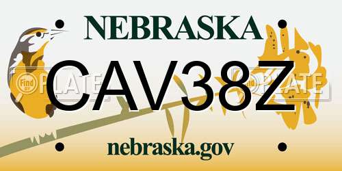 CAV38Z Nebraska License Plate