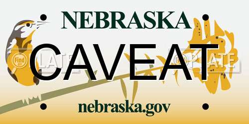 CAVEAT Nebraska License Plate