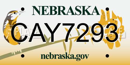 CAY7293 Nebraska License Plate