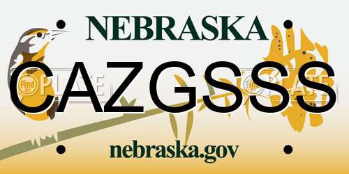 CAZGSSS Nebraska License Plate
