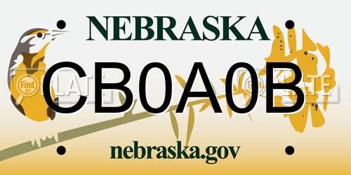 CB0A0B Nebraska License Plate