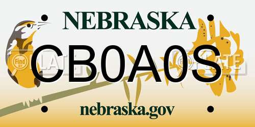 CB0A0S Nebraska License Plate