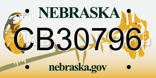 CB30796 Nebraska License Plate
