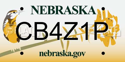 CB4Z1P Nebraska License Plate