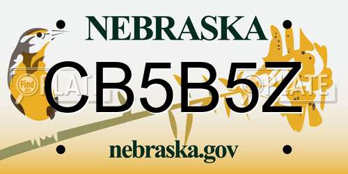 CB5B5Z Nebraska License Plate