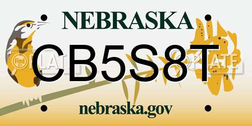 CB5S8T Nebraska License Plate